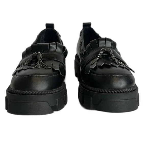 Kelsi Dagger Burke Black Lug Sole Loafer shoes size 8.5 - Picture 5 of 11